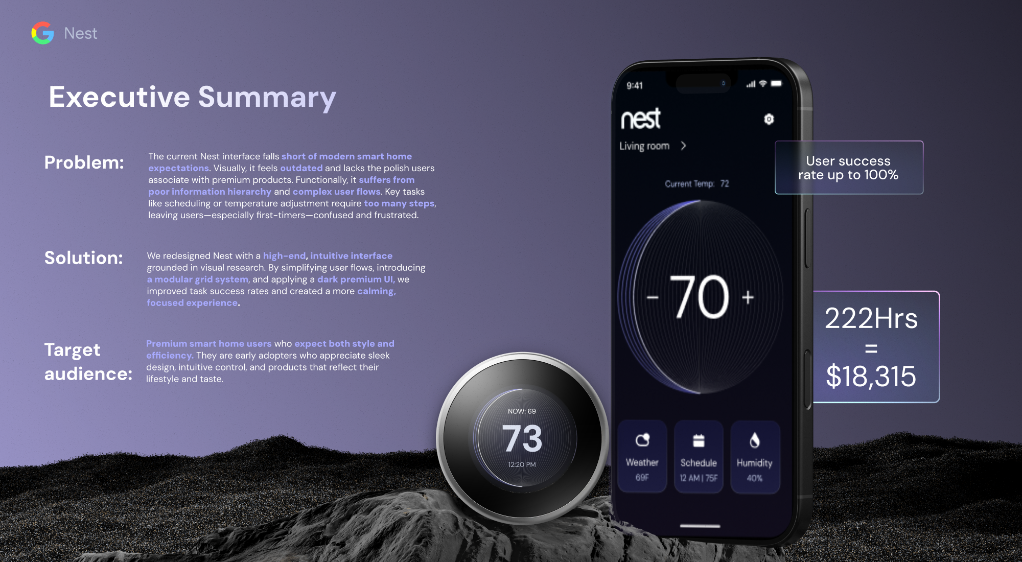 Re-imagining Google Nest Thermostat and App Indigo Award winner 2026